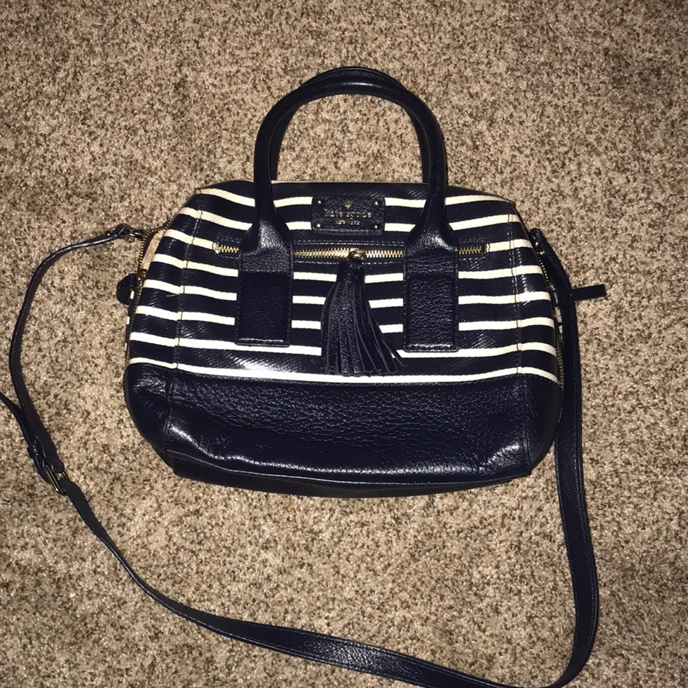 Navy and white striped Kate spade purse